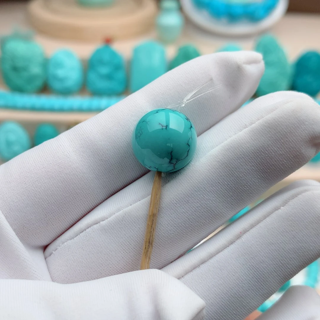 绿松石珠宝奇石未镶嵌13.4mm