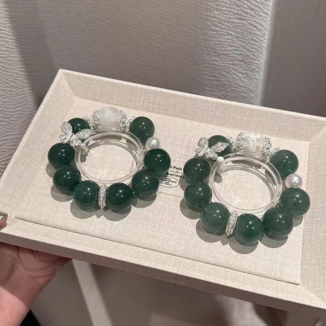 绿草莓雪花幽灵水晶手串手链 颜色微差多样性发其一ZW133