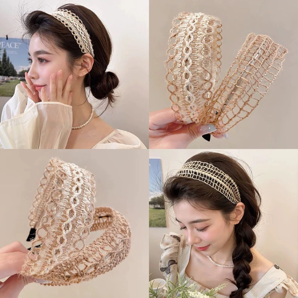 且听风吟！氛围感镂空宽边发箍！气质亚麻编织头箍压发发卡盘发器