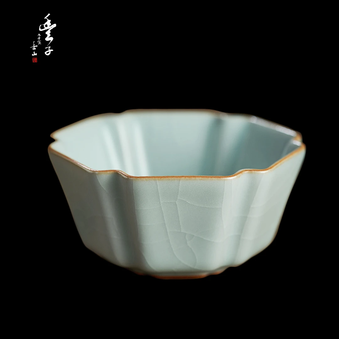 茶杯喝茶主人杯功夫茶具天青色汝窑功夫茶个人专用高端品茗茶盏