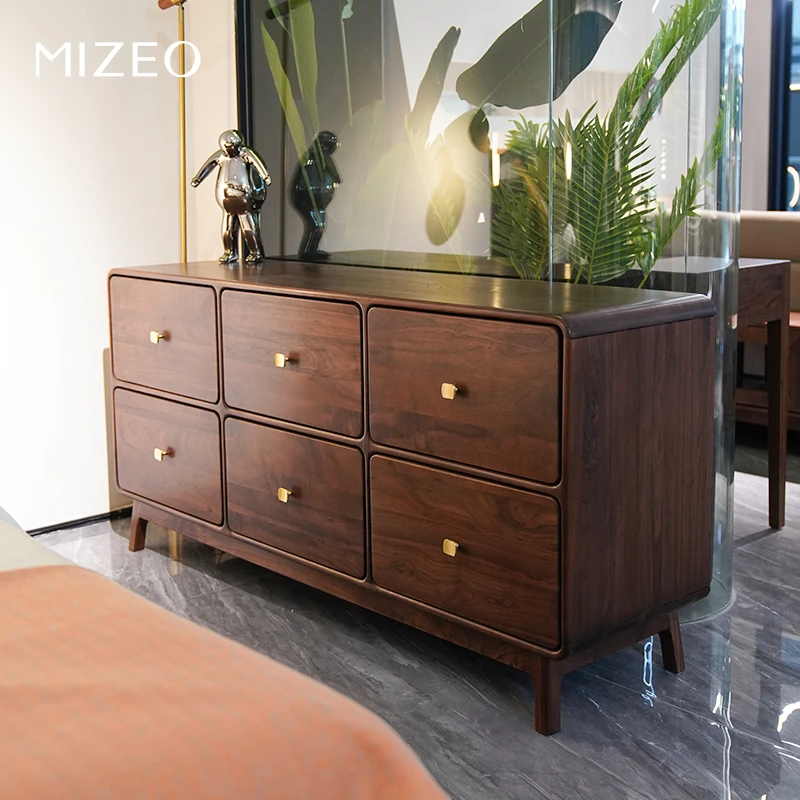 MIZEO米卓/北美黑胡桃木斗柜实木收纳卧室储物柜卧室客厅家用