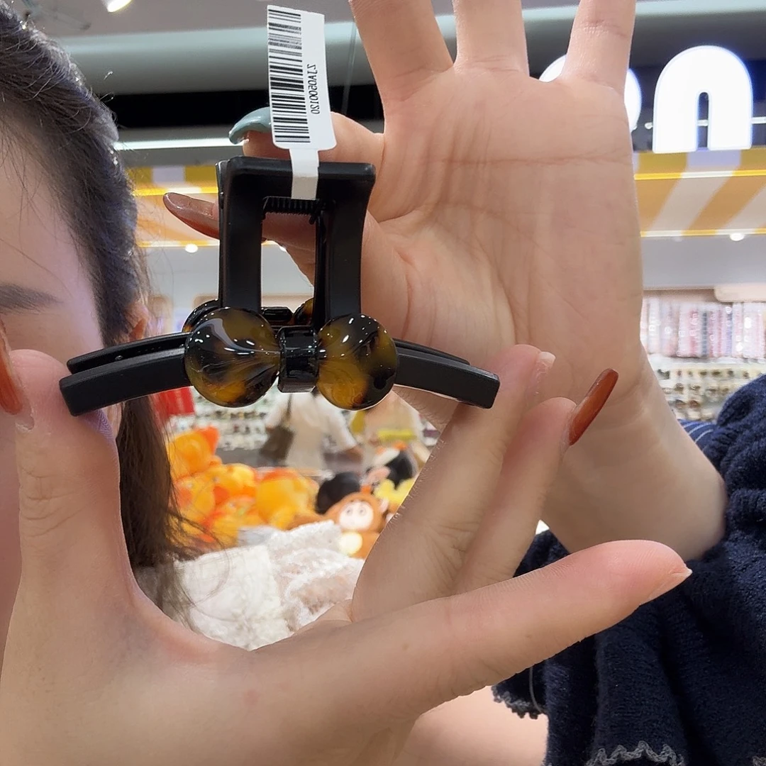 硅胶铁合金醋酸豹纹蝴蝶结半抓24