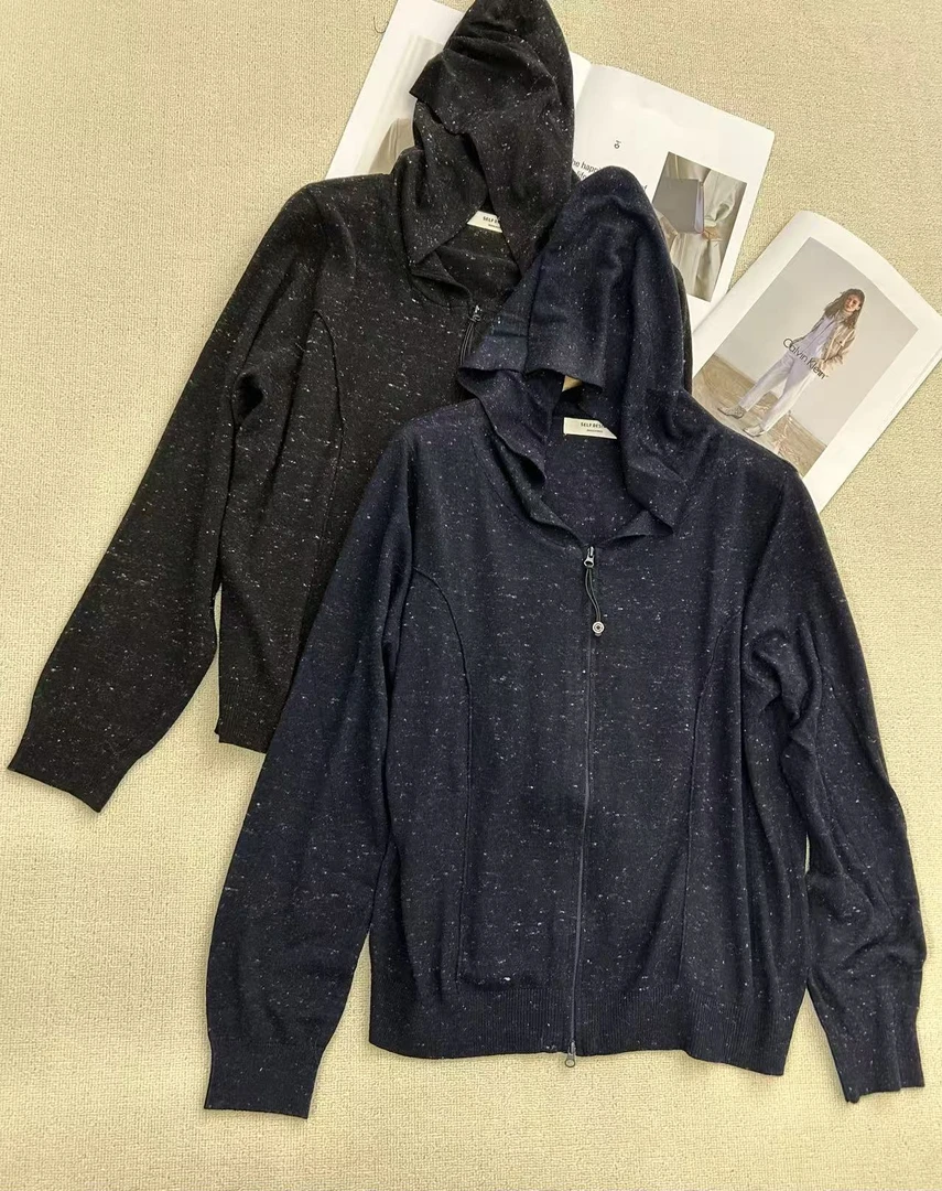 10350-3482 修身长袖连帽毛针织衫百搭帽衫