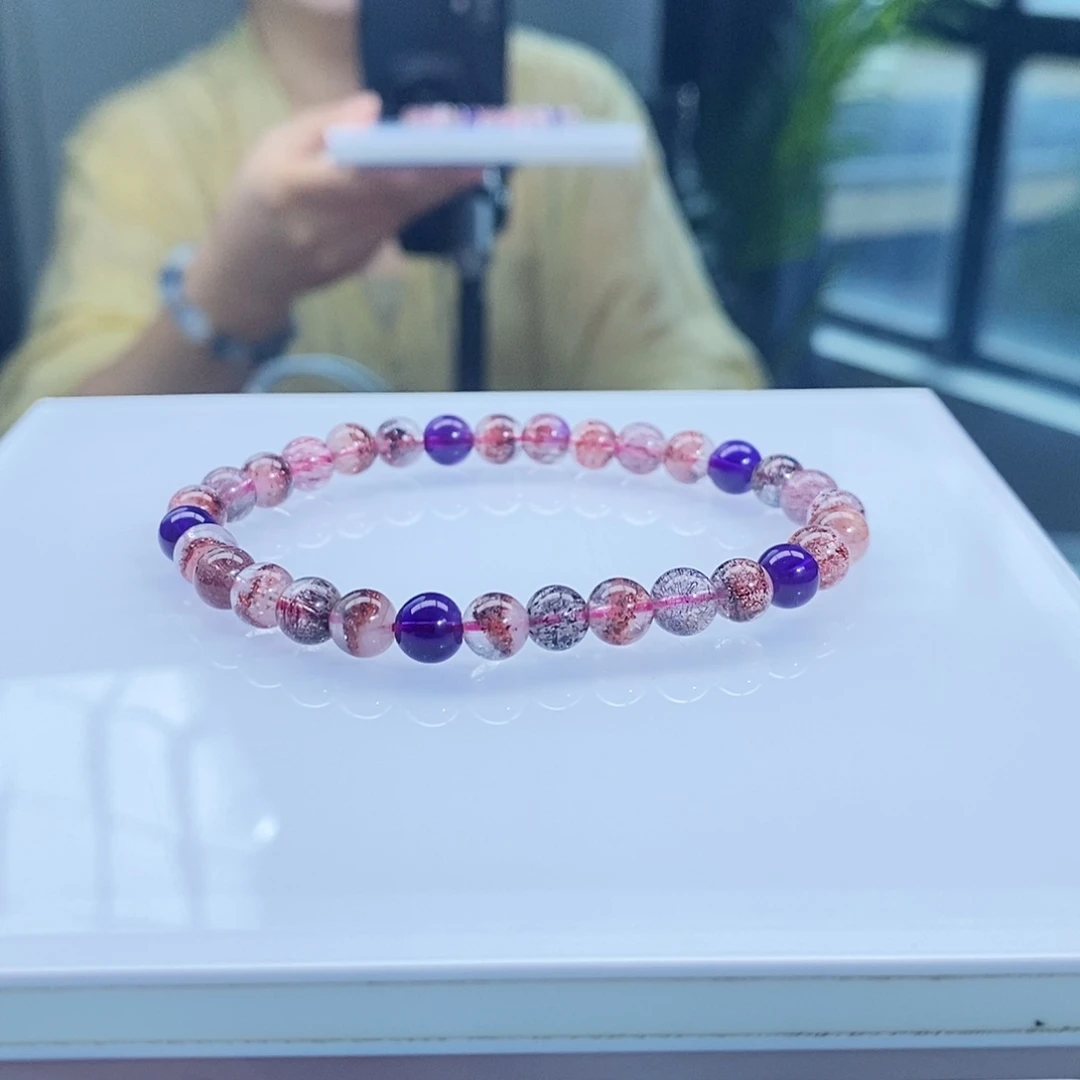 水晶未镶嵌手链毕业级桃花醉