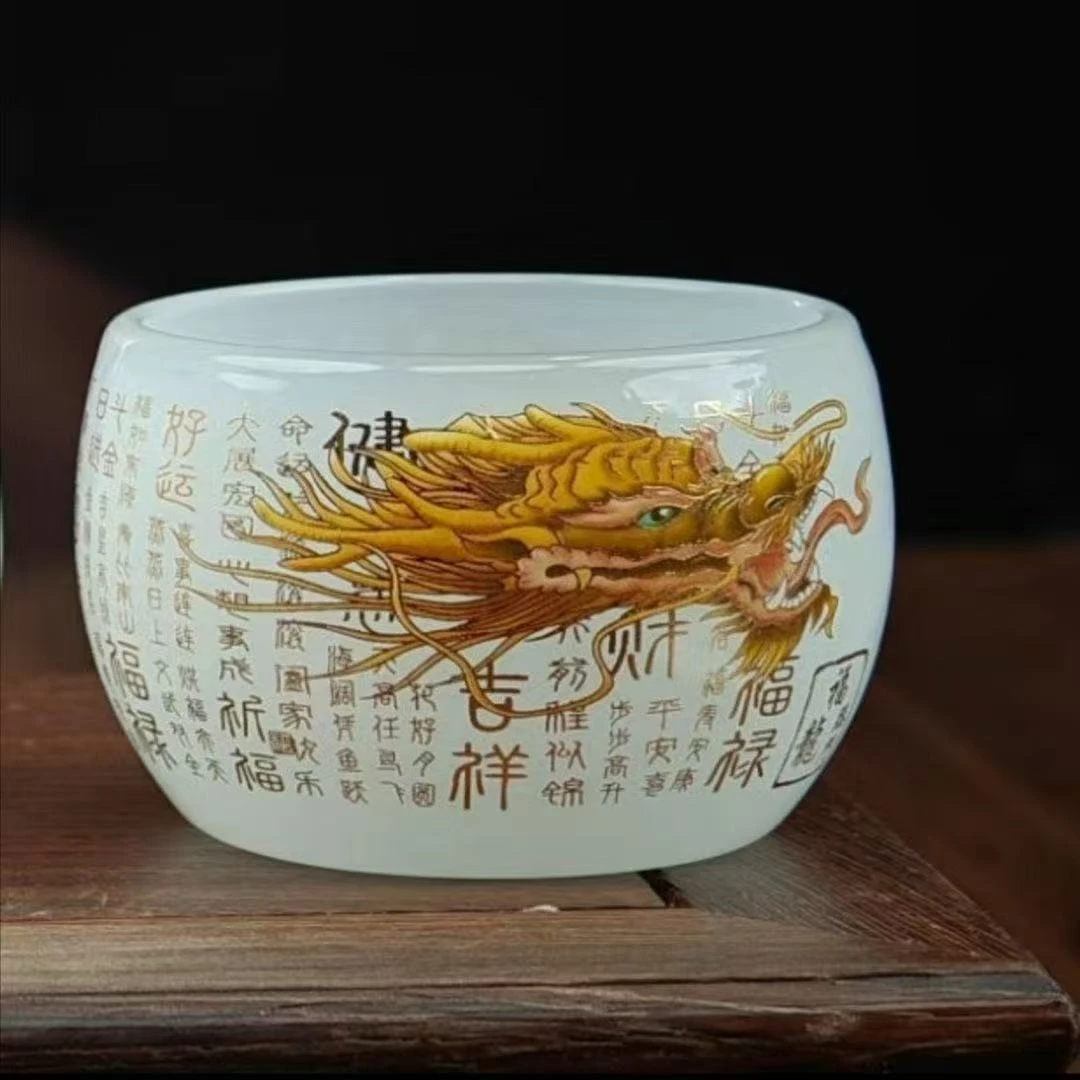 防烫琉璃龙腾主人杯高档  描金