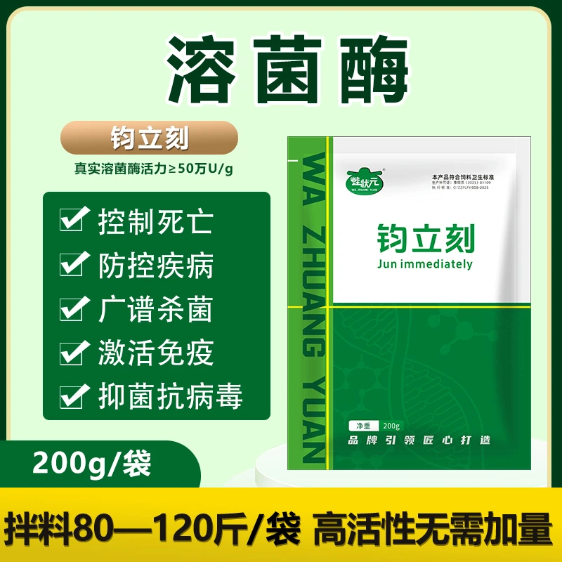 蛙状元钧立刻溶菌酶水产养殖用黑斑蛙牛蛙歪头白眼软体腐皮添加剂