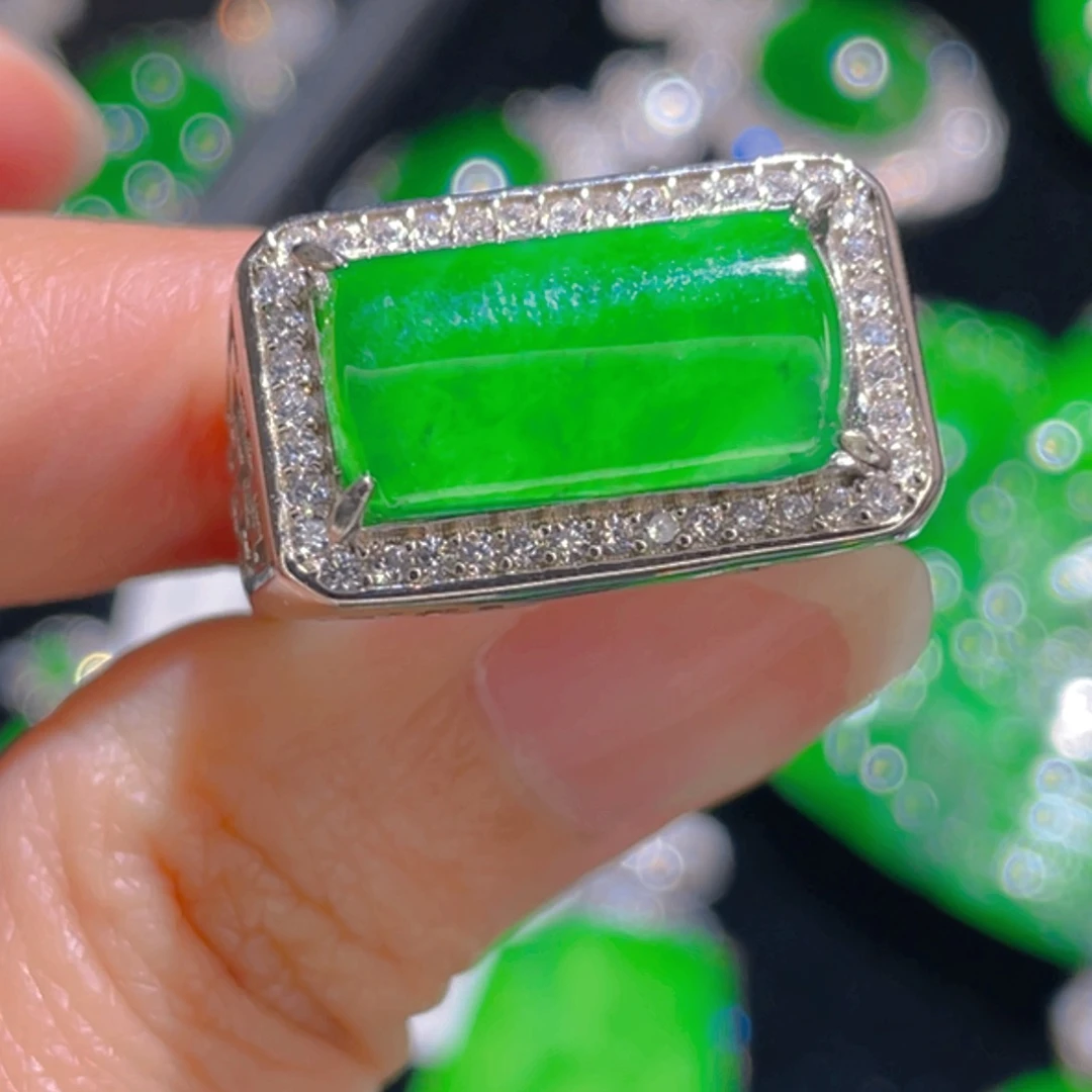 翡翠戒指银S925镶嵌1111111111111