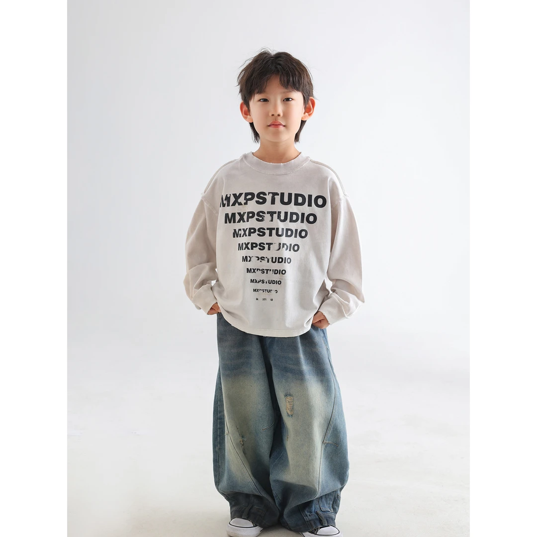 in 爱：mp25春季男童韩版简潮字母卫衣儿童喷色洋气长袖卫衣5011