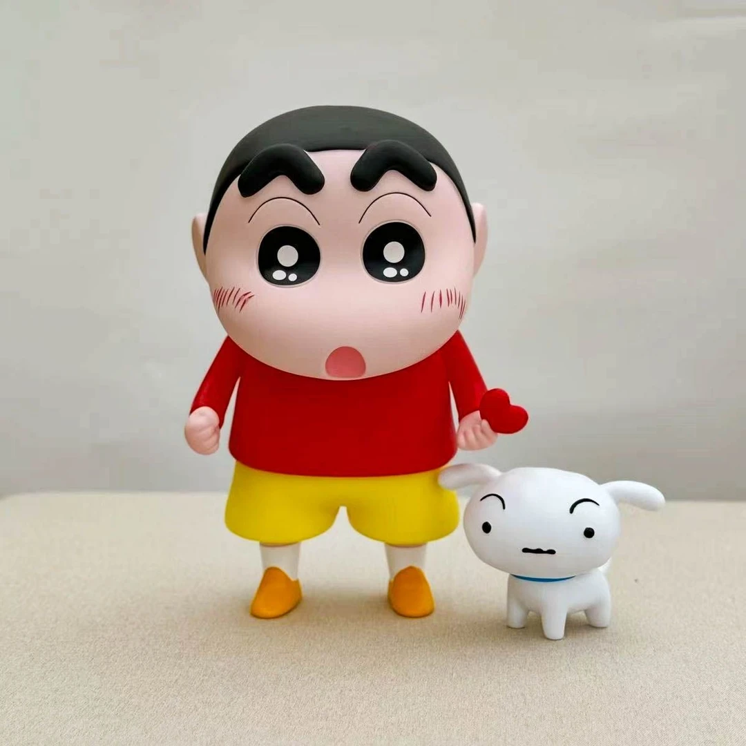 比心版蜡笔小新动漫手办野原新之助模型摆件网红潮玩搪胶玩具手办