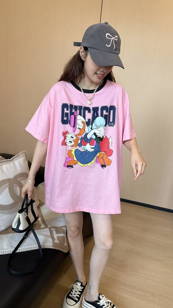 二姐的宝藏夏季时尚休闲百搭卡通亚麻舒适显瘦短袖T恤#25113