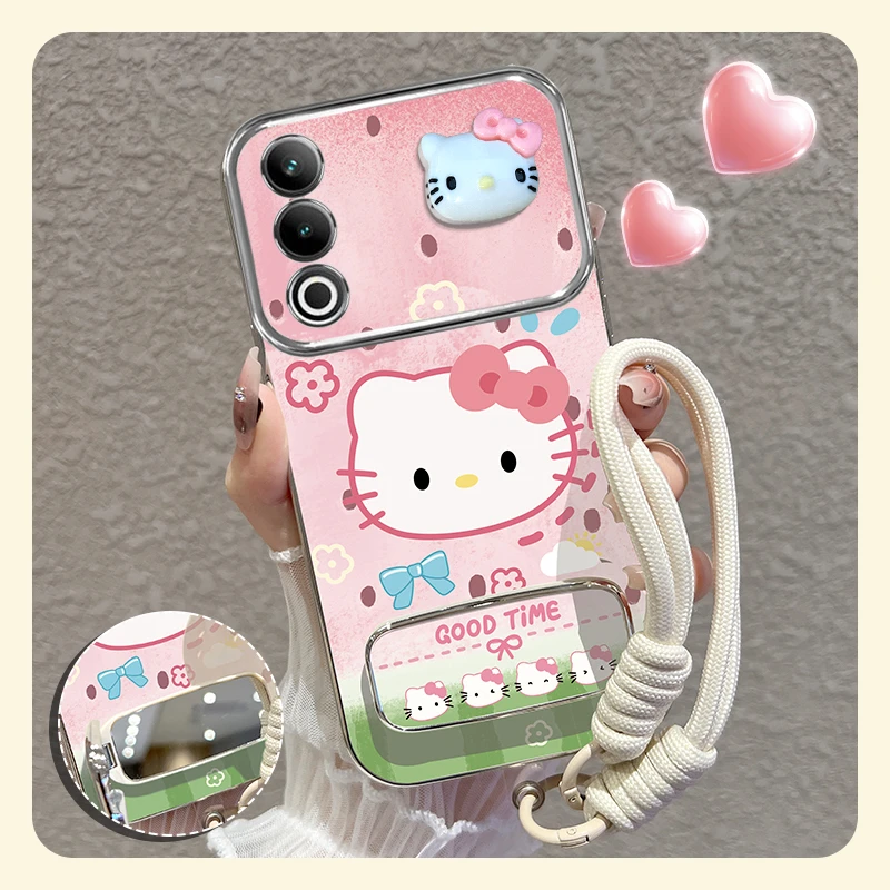 适用【一加ace3v】手机壳粉萌猫咪大视窗电镀硅胶防摔软壳女款卡通