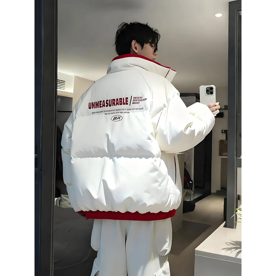 两面穿短款羽绒棉服男生冬季穿搭加厚工装棉衣外套立领美式面包服