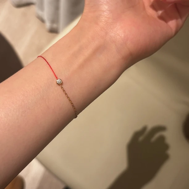 合金合成锆石手链 PP.原创迷你小红绳手链 玫瑰金色链