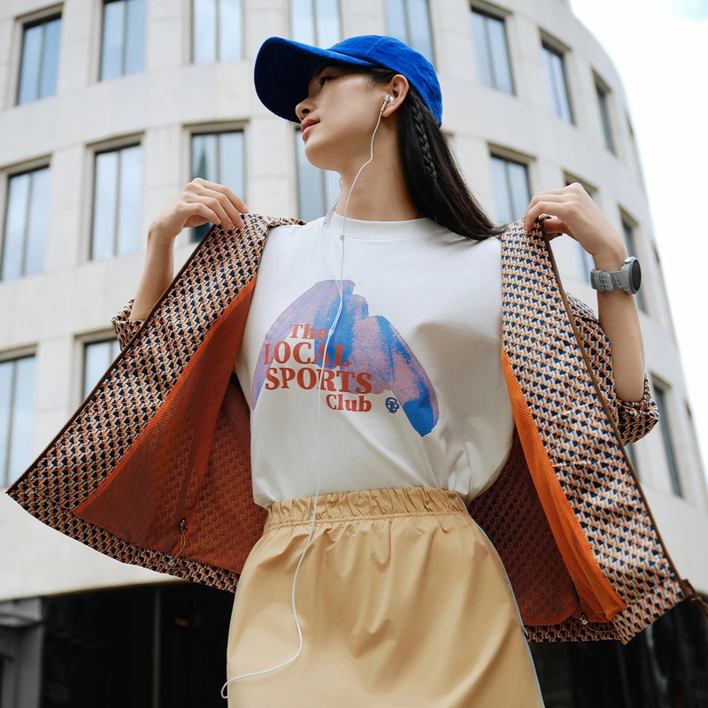 EP雅莹2025早秋新品 舒适长绒棉套头印花长袖薄卫衣外套女款5309A