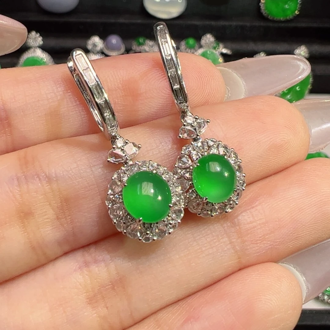 翡翠18K金镶嵌耳饰