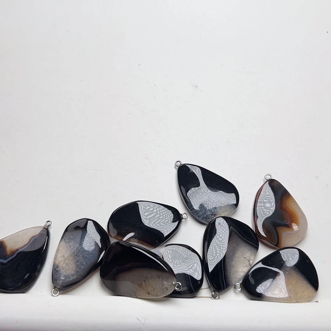 玛瑙/玉髓未镶嵌珠宝半成品k310水晶玛瑙共生体吊坠29*40