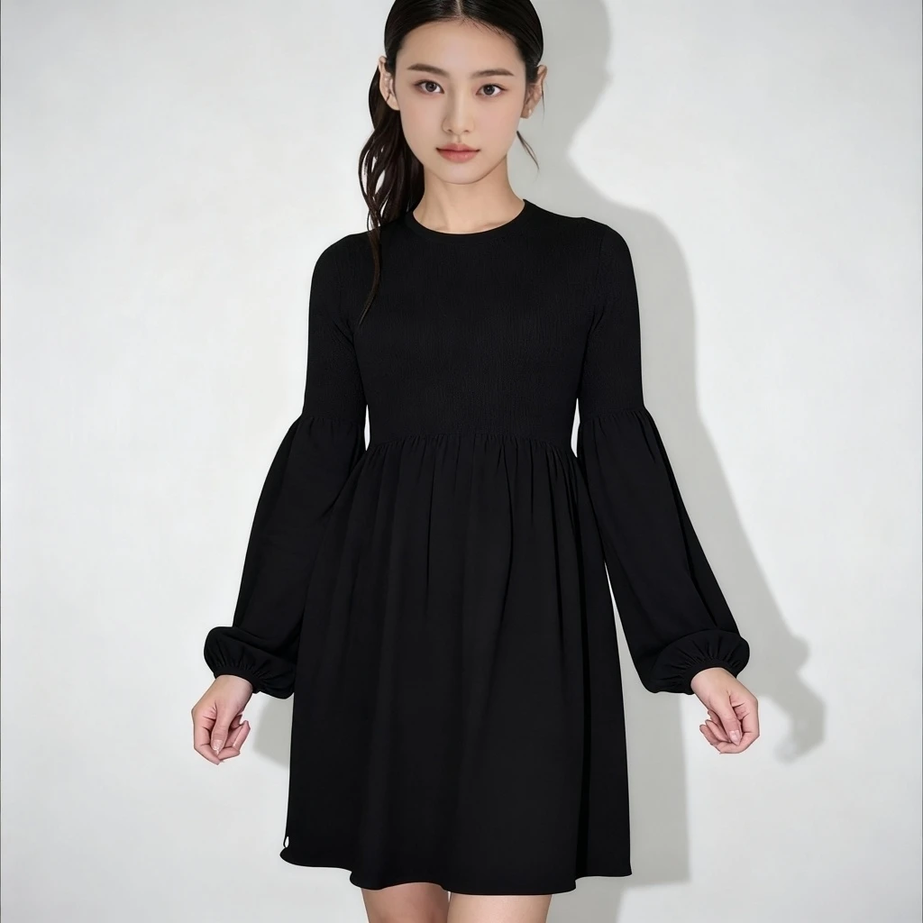 2026新款春夏连衣裙裙子长袖时尚黑色显瘦气质款