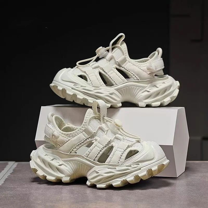 ABC男童透气网面鞋防滑沙滩鞋包头凉鞋2025年新款夏季女孩溯溪鞋