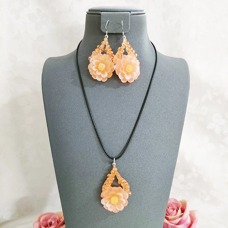 铜合金项链 民族风手工项链套装花卉耳坠饰品1197