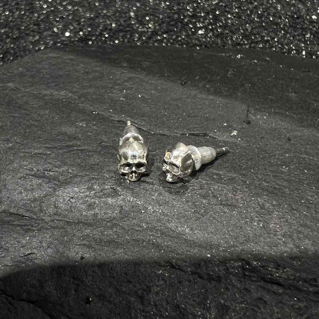吊坠925银 灵史会馆-925银-骷髅耳钉单只