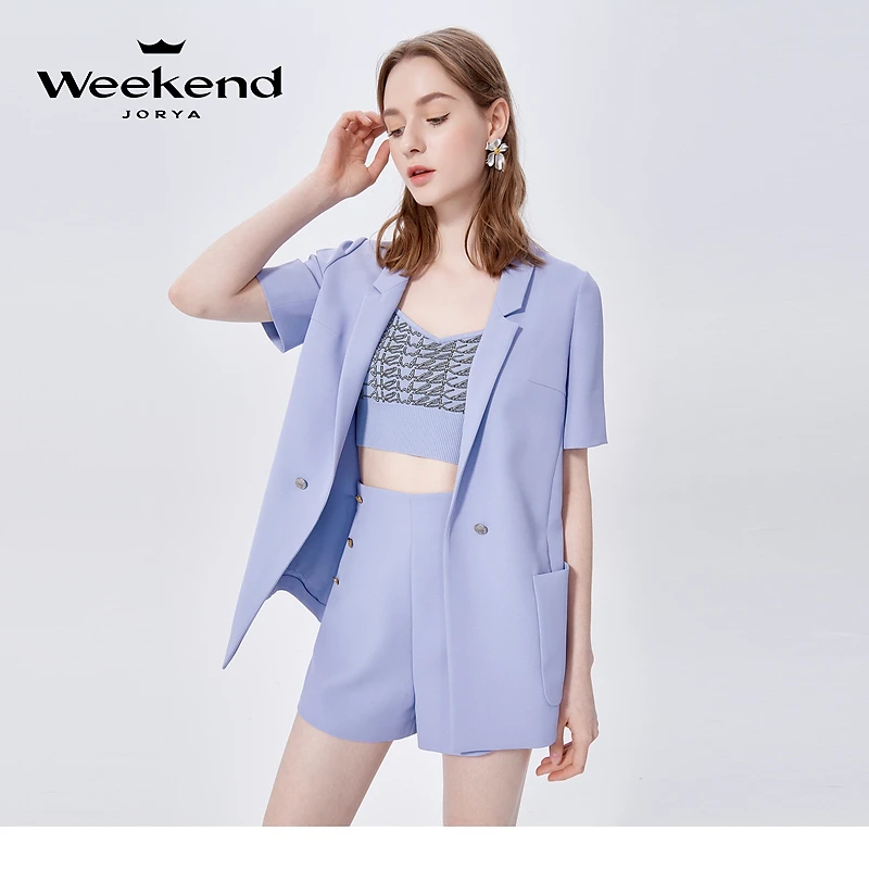 【赵老板专属】卓雅周末夏季新款气质单扣口袋短袖西装女EJWCBQ07