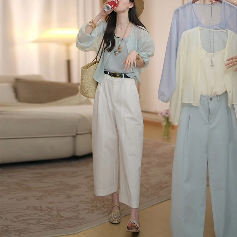 高级感气质套装2025春夏新款两件套上衣九分裤时尚两件套