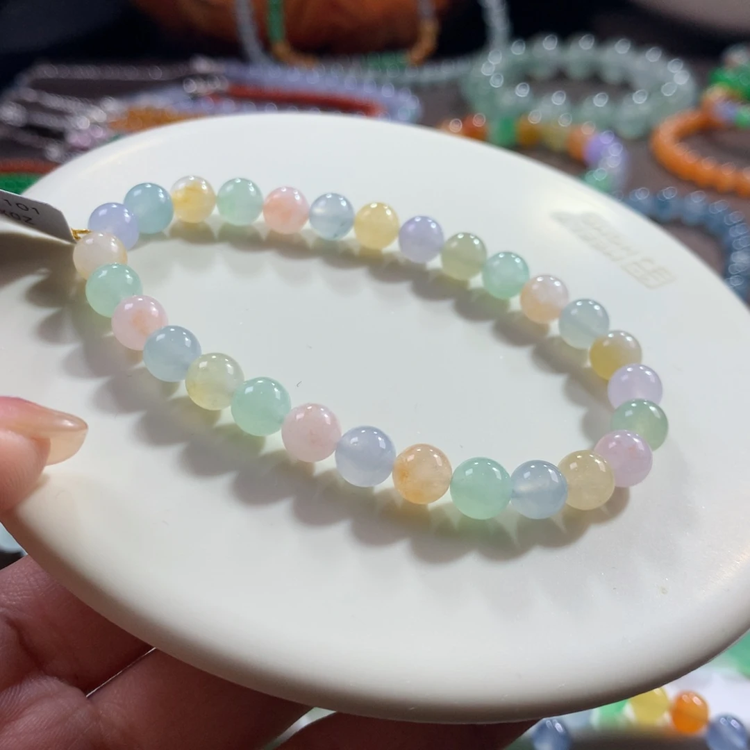 翡翠未镶嵌手链胶润幻彩卡6.5-6.7