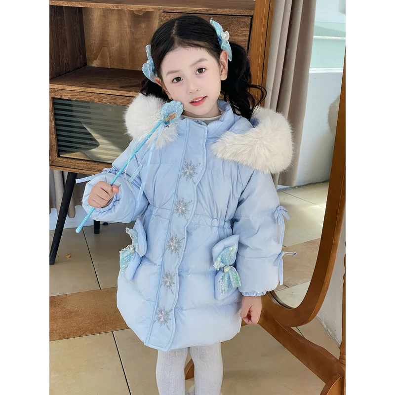 2025冬上新女童童装保暖加厚羽绒服连帽外套