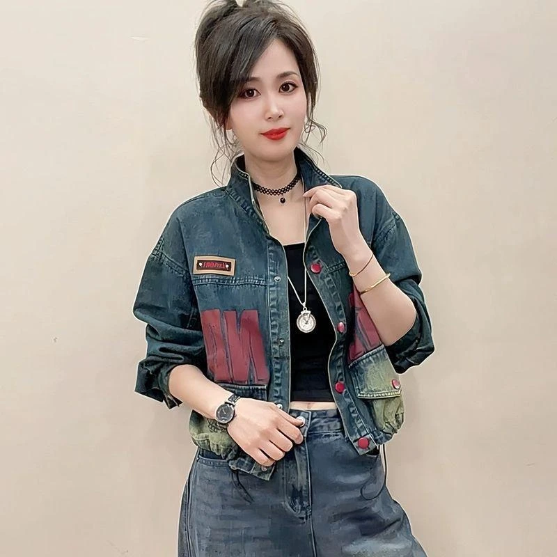 时尚休闲牛仔外套女2025秋季新款韩版潮流宽松百搭小个子夹克上衣