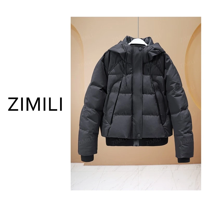 【亮哥女装】2025冬季新品黑色90绒高蓬松轻户外连帽羽绒服86327-2
