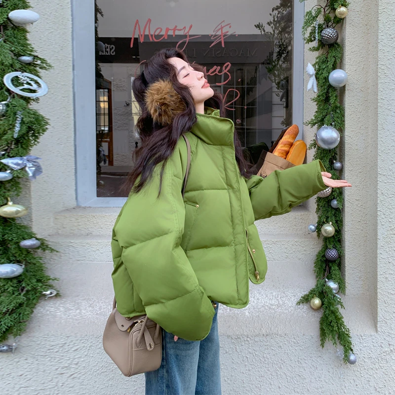 韩系ins极简风羽绒服2025冬季新款短款百搭学院风显白加厚面包服