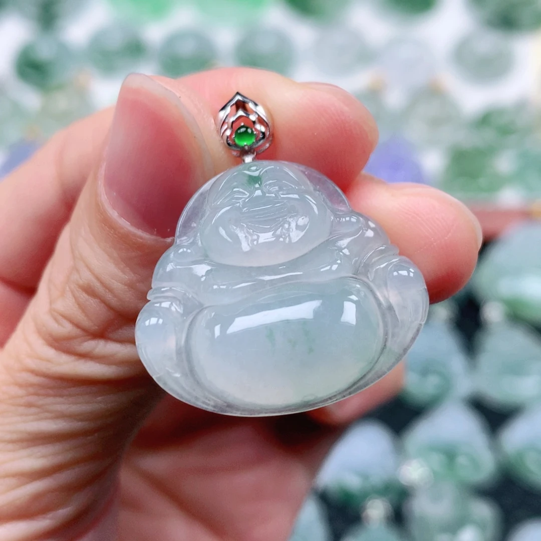 翡翠吊坠(不含链)18K金镶嵌