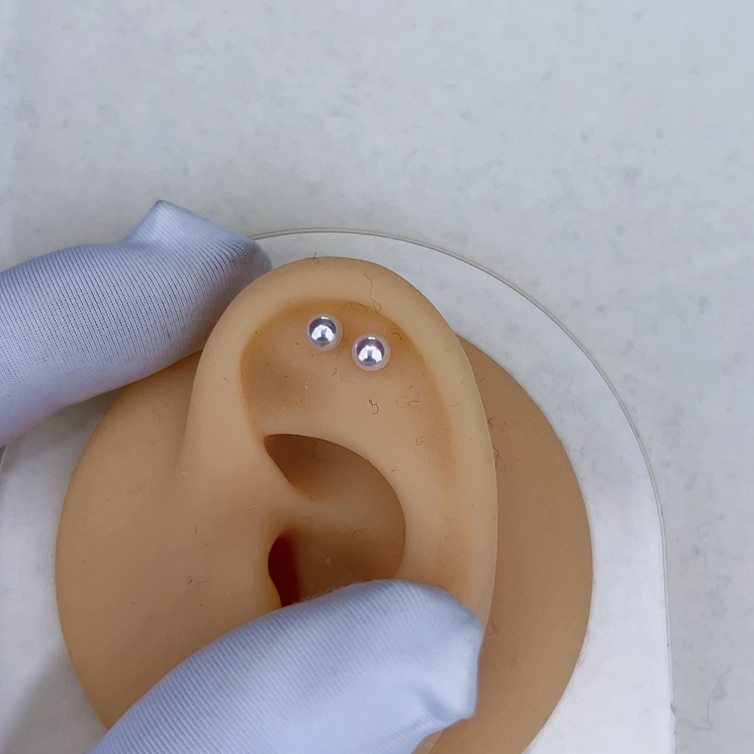 海水珍珠海水akoya天女耳钉3-4mm银S925镶嵌