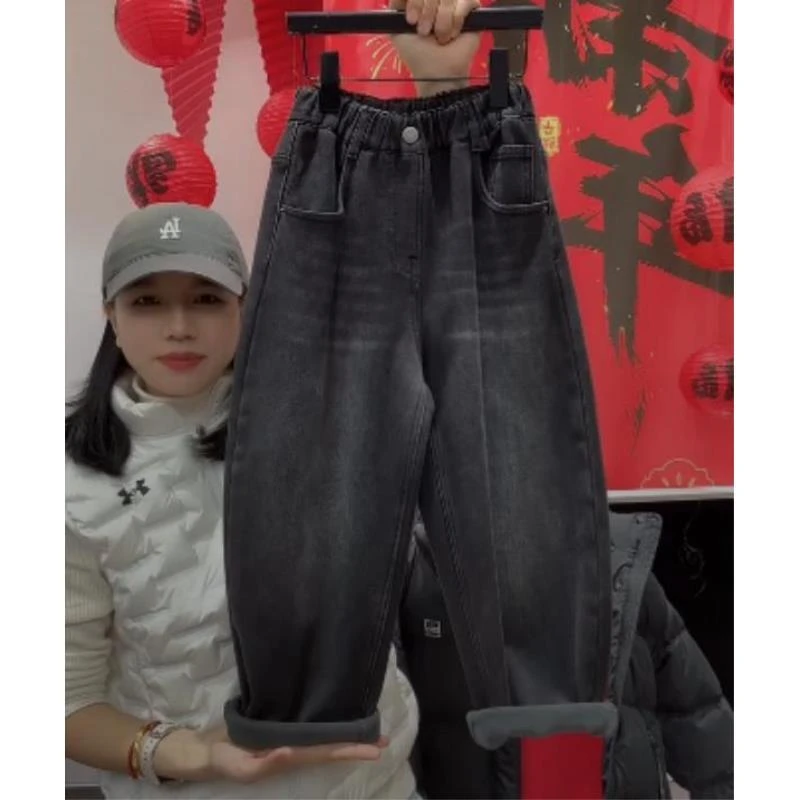 杭州六小六正版 BY LIUXIAOLIU冬季儿童加绒牛仔裤12361