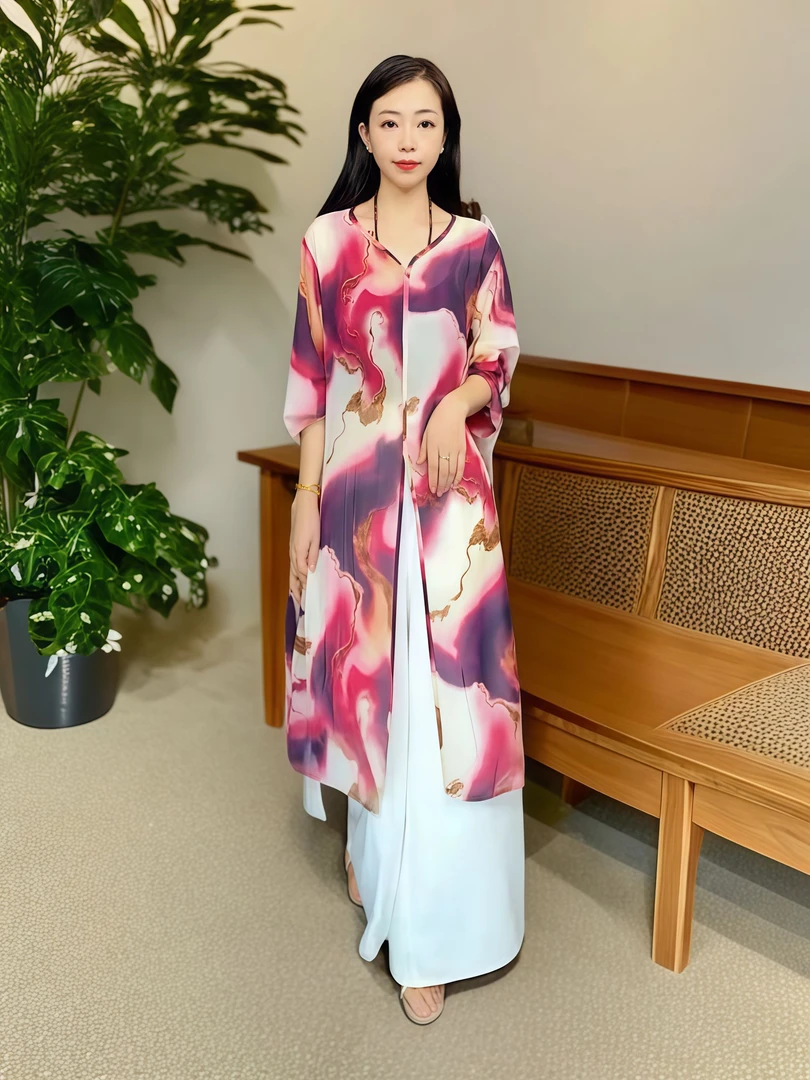 气质时尚名媛设计师中长款优雅洋气百搭长袖轻奢罩衫1345