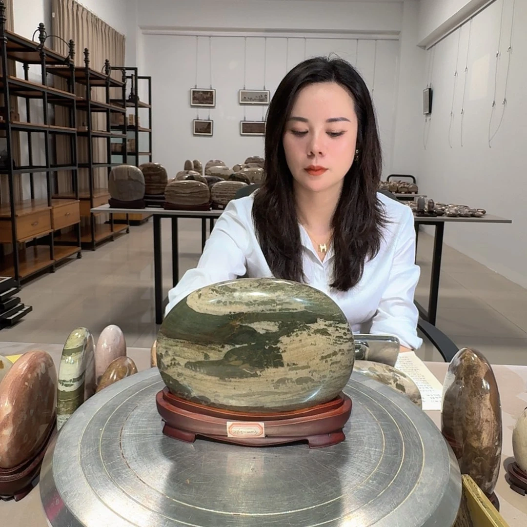 长江画面石精品摆件