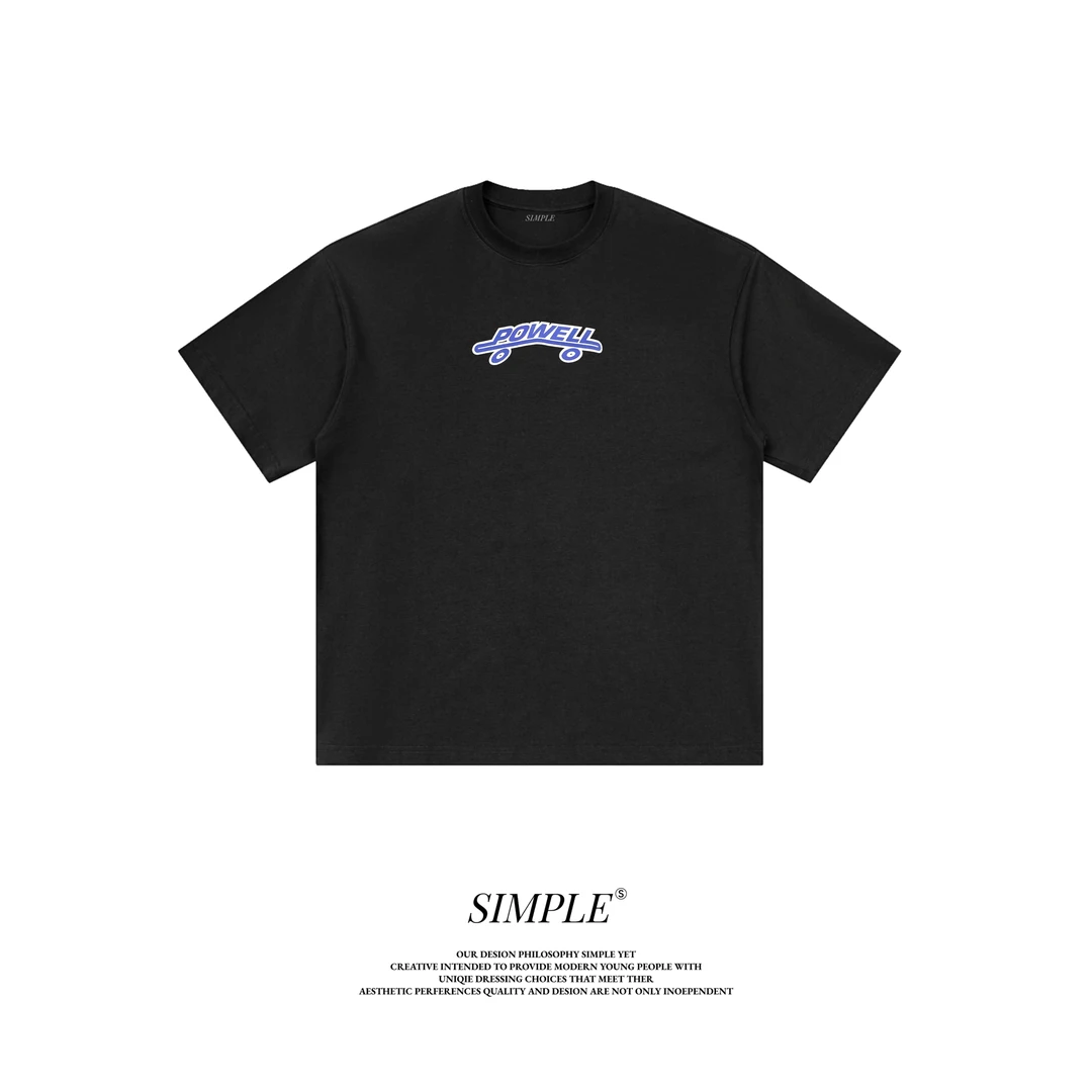 新春设计感 滑板小众短袖男T恤重磅纯棉宽松上衣百搭男女打底衫潮