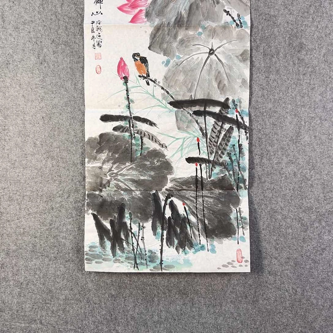 国画414 花鸟在树丛的顶端鸣叫叫声中