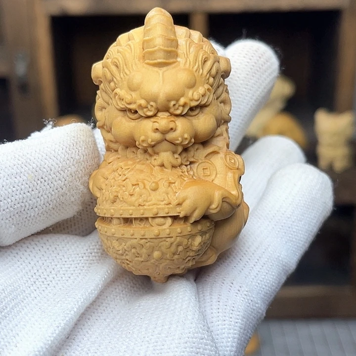 木黄杨木貔貅手把件绳子六公分