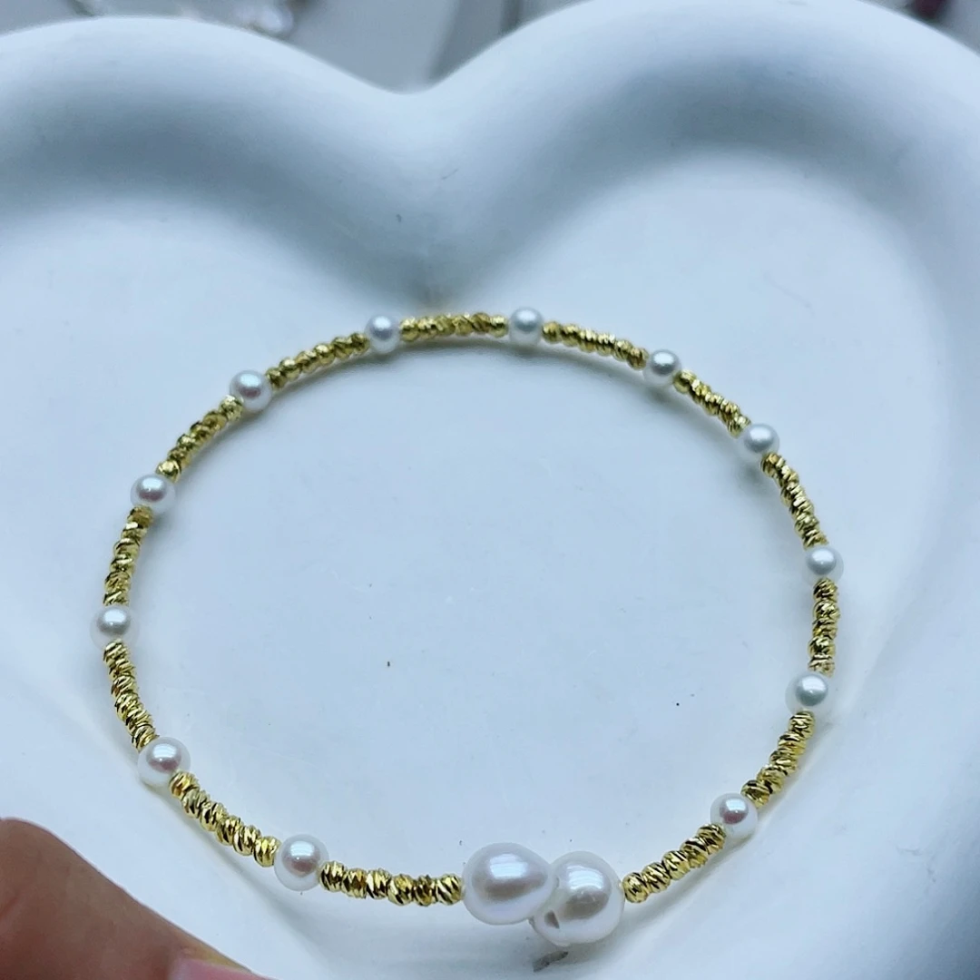 钛钢手镯淡水珍珠