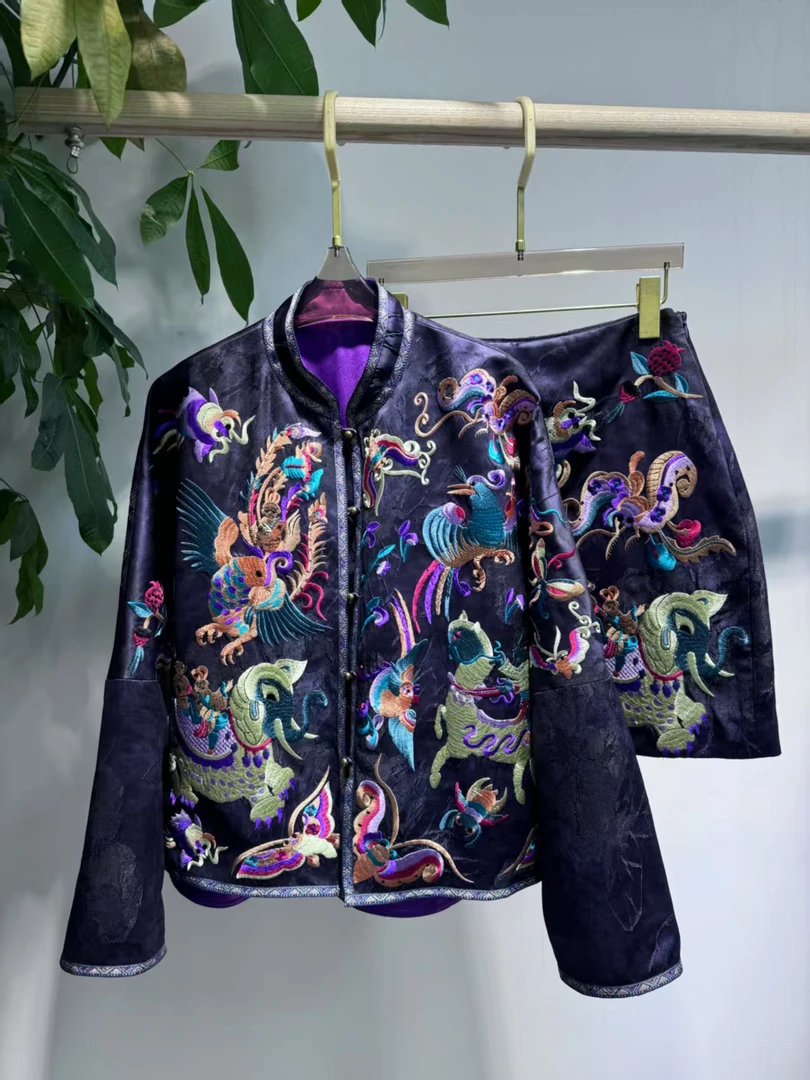 玛薇丝【苗意】提花加超重苗绣新中式外套