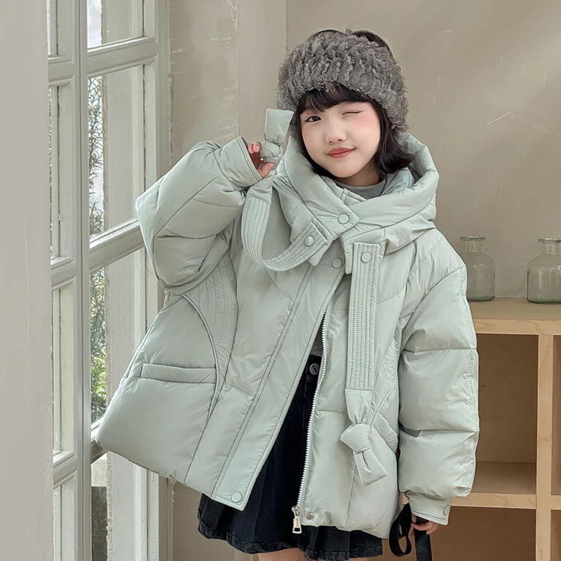 儿童羽绒服女童中长款2025新款中小童加厚洋气冬装大童外套潮