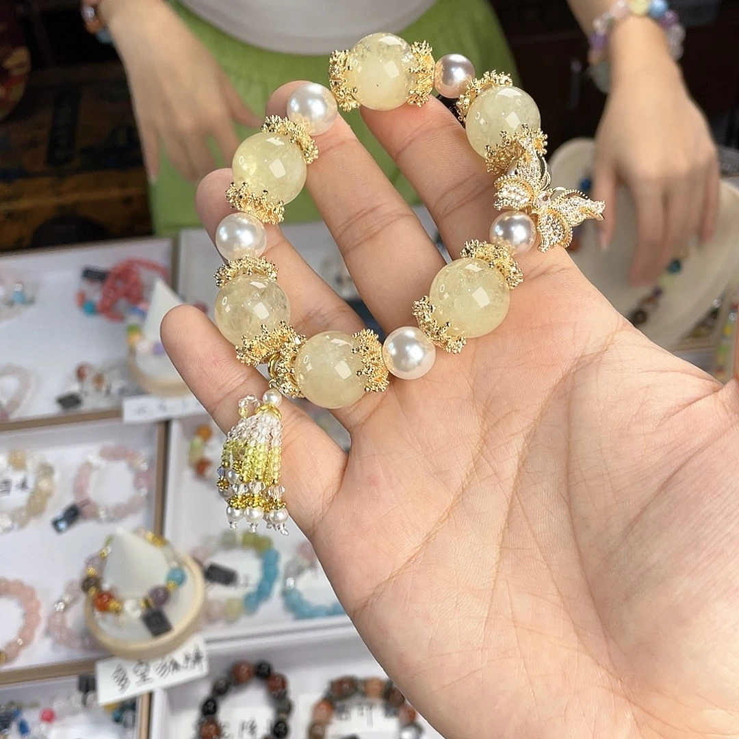 水晶手链银S925镀金镶嵌