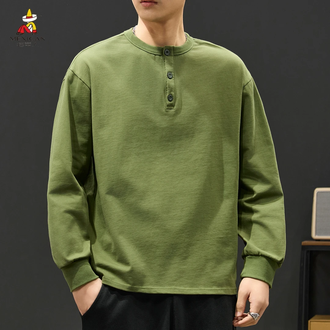 稻草人秋季男时尚半开衫长袖T恤上衣春秋款内搭打底卫衣2025新款