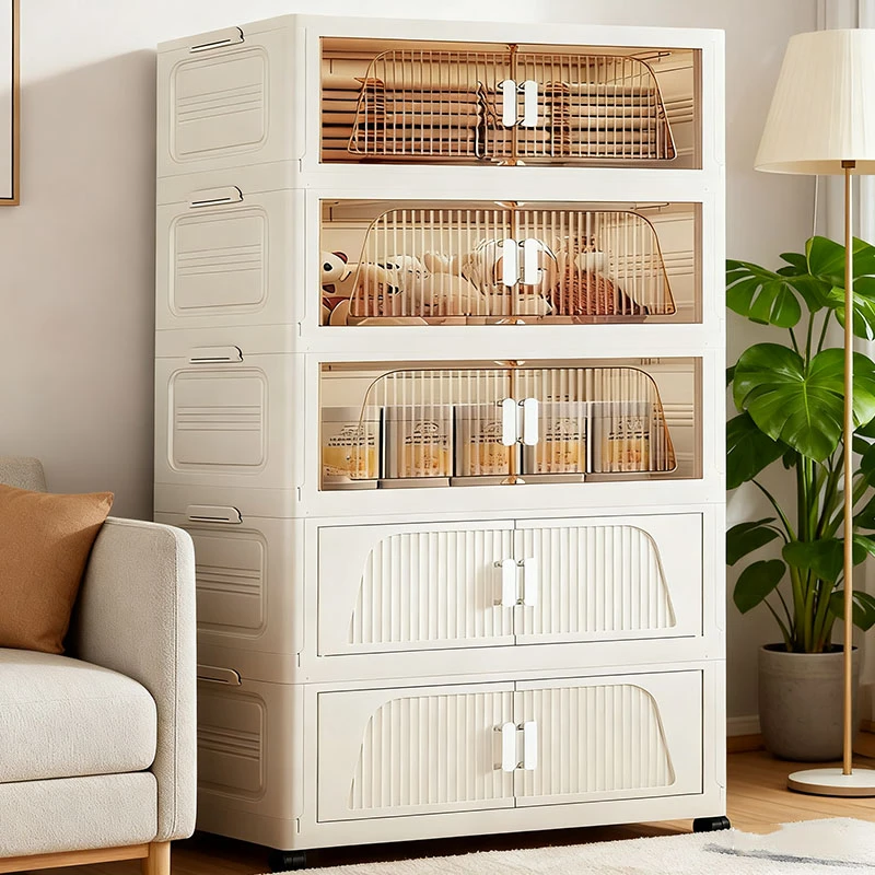 D80CM儿童衣柜免安装折叠收纳柜家用卧室宝宝衣物整理柜塑料多层