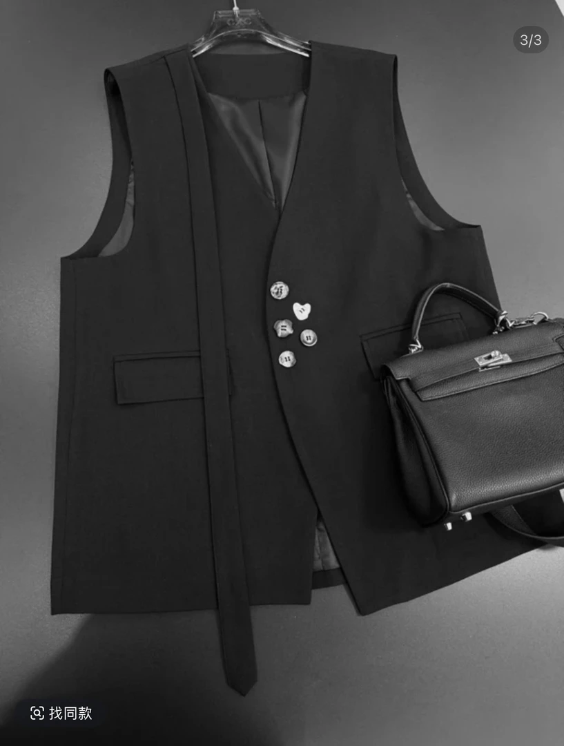 91801#新款欧货西装设计师飘带小香马甲