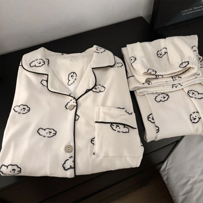 【发货超快】德绒情侣睡衣秋冬季加厚保暖棉花小狗宽松居家服