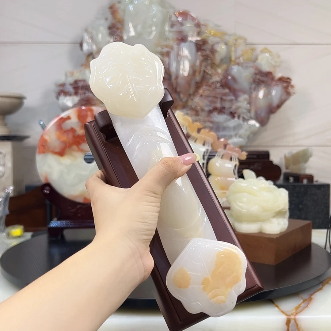 玉25.12红花冰玉如意摆件
