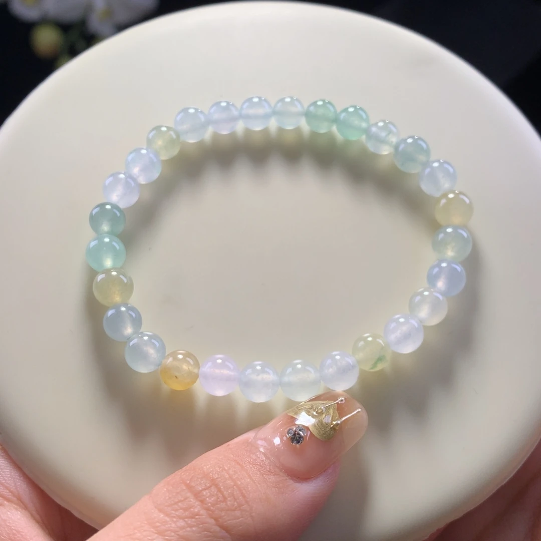 翡翠未镶嵌手串卡6冰彩串（放漏买断）