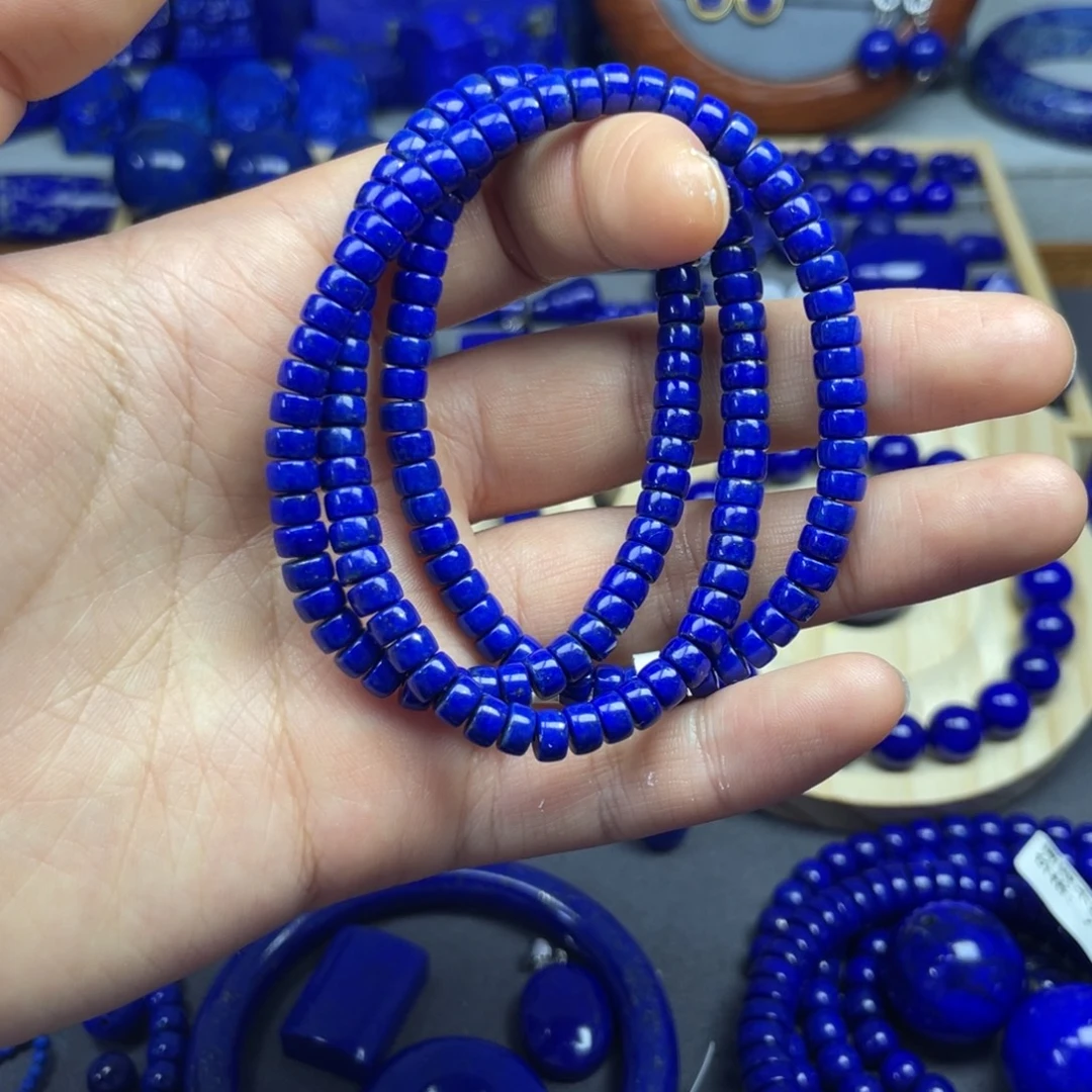 青金石未镶嵌药片多圈5+